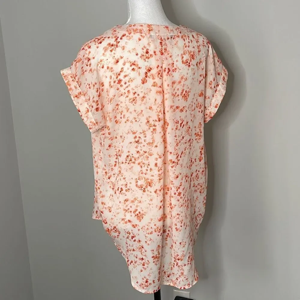 Simply Vera Capped Sleeve Blouse. Size Small. Peach Floral - Picture 4 of 9
